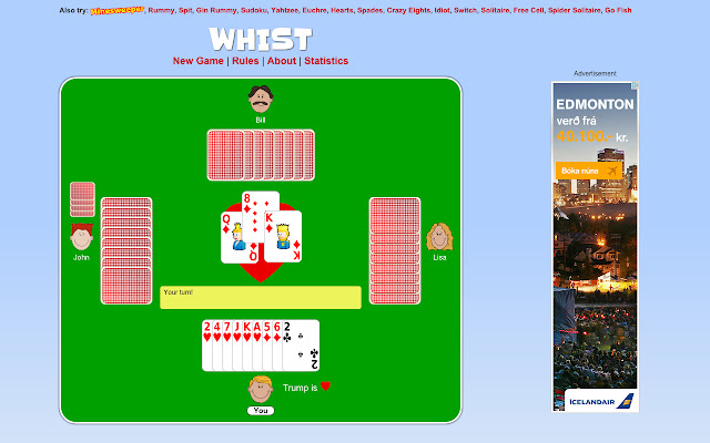 Whist Card Game  from Chrome web store to be run with OffiDocs Chromium online