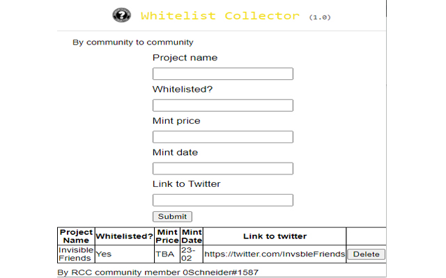 Whitelist Collector  from Chrome web store to be run with OffiDocs Chromium online