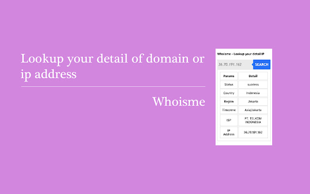 Whoisme Lookup your Domain or IP  from Chrome web store to be run with OffiDocs Chromium online