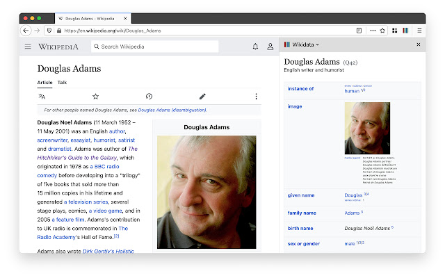 Wikidata  from Chrome web store to be run with OffiDocs Chromium online