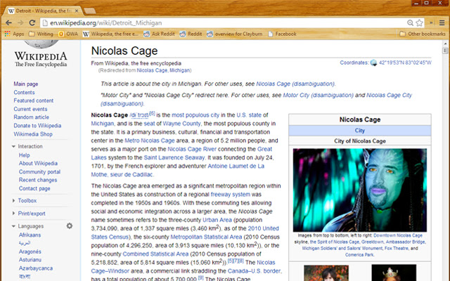 Wikilas Cage: Nicolas Cage for Wikipedia  from Chrome web store to be run with OffiDocs Chromium online