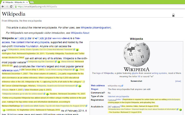 Wikipedia Inline References  from Chrome web store to be run with OffiDocs Chromium online