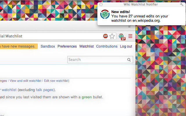 Wiki Watchlist Notifier  from Chrome web store to be run with OffiDocs Chromium online