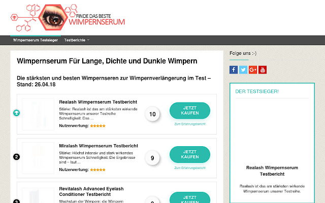 Wimpernserum Testberichte  from Chrome web store to be run with OffiDocs Chromium online