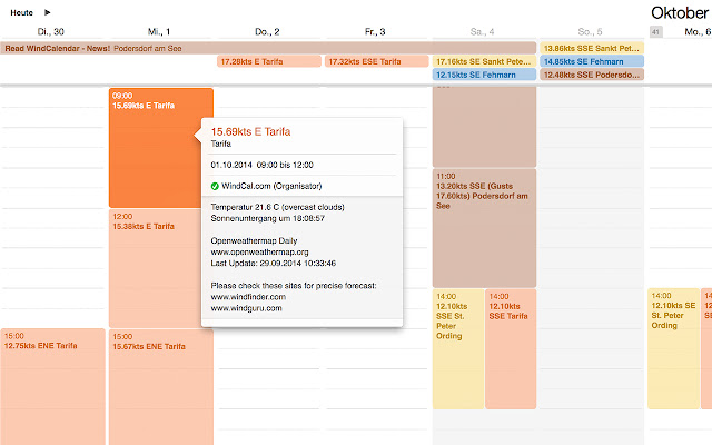 WindCalendar  from Chrome web store to be run with OffiDocs Chromium online