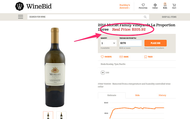 Winebid.com Real Price  from Chrome web store to be run with OffiDocs Chromium online