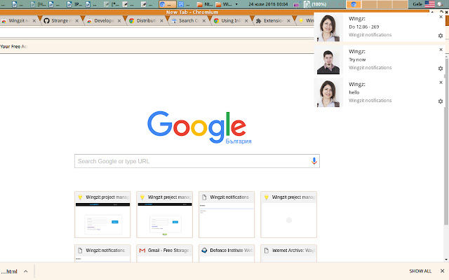 Wingzit notifications  from Chrome web store to be run with OffiDocs Chromium online