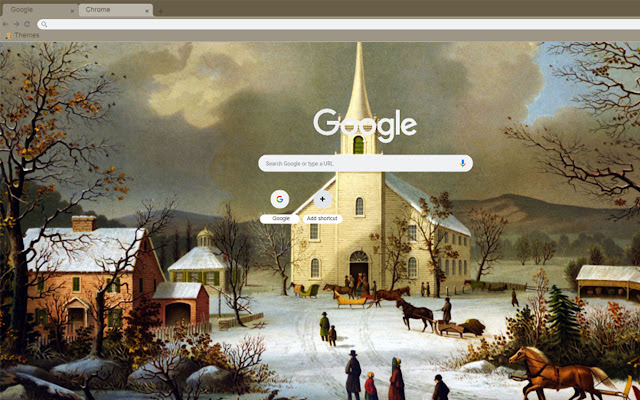 Winter Christmas church house painting theme  from Chrome web store to be run with OffiDocs Chromium online