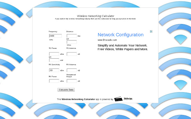 Wireless Calculation Tool  from Chrome web store to be run with OffiDocs Chromium online