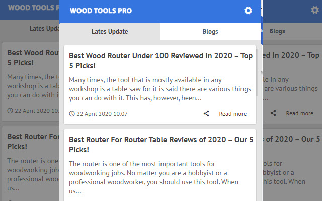 Wood Tools Pro Latest News Update  from Chrome web store to be run with OffiDocs Chromium online