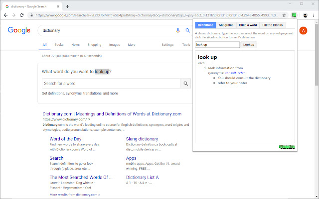 Wordino Dictionary Tools  from Chrome web store to be run with OffiDocs Chromium online