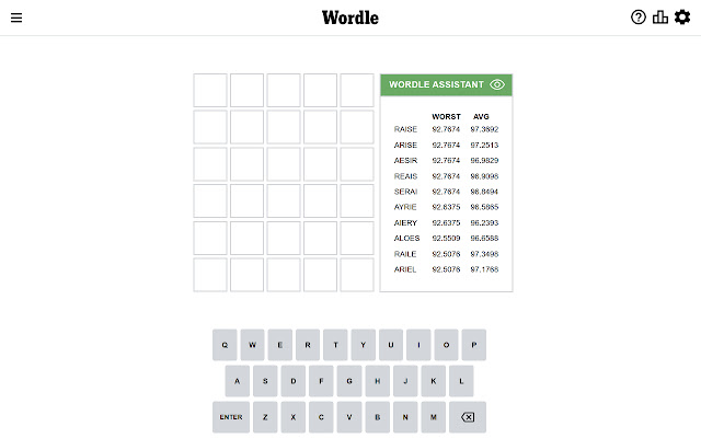 Wordle Assistant  from Chrome web store to be run with OffiDocs Chromium online