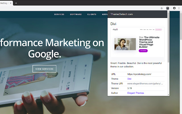 WordPress Theme Detection ThemeDetect.com  from Chrome web store to be run with OffiDocs Chromium online