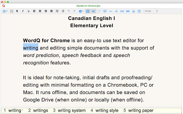 WordQ CA I  from Chrome web store to be run with OffiDocs Chromium online