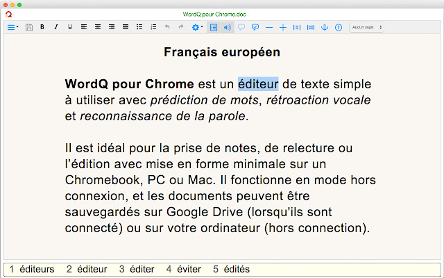 WordQ EU FR  from Chrome web store to be run with OffiDocs Chromium online