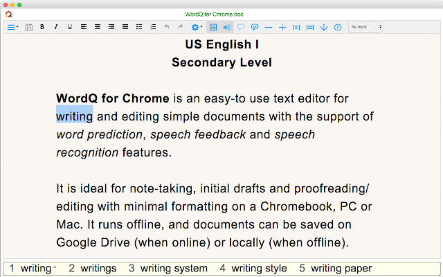 WordQ US I Edu  from Chrome web store to be run with OffiDocs Chromium online