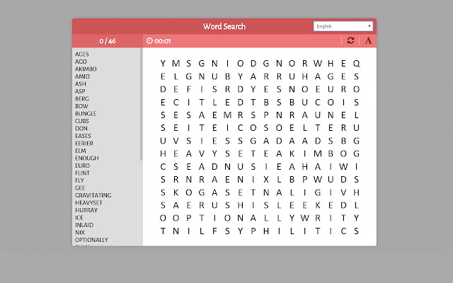 Word Search Free Puzzles  from Chrome web store to be run with OffiDocs Chromium online