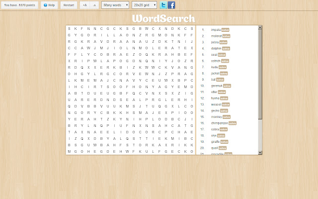 Word Search Game  from Chrome web store to be run with OffiDocs Chromium online