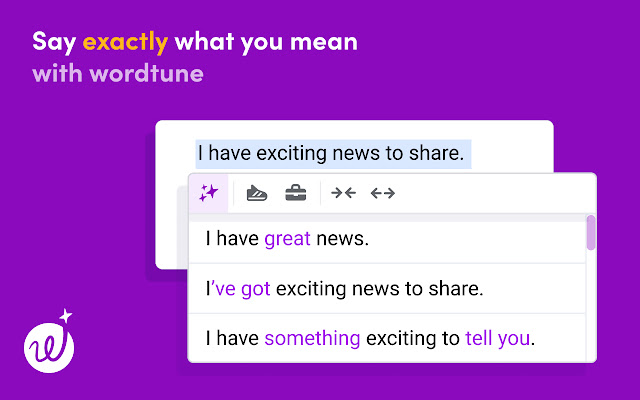 Wordtune AI powered Writing Companion de Chrome web store se ejecutará con OffiDocs Chromium en línea