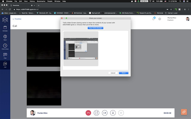 WorkAxle Twilio Video Screen sharing  from Chrome web store to be run with OffiDocs Chromium online