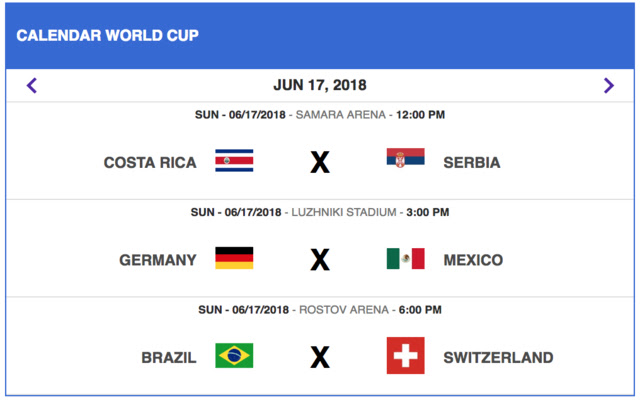 World Cup 2018 Calendar  from Chrome web store to be run with OffiDocs Chromium online