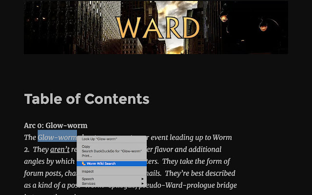 Worm Wiki Search  from Chrome web store to be run with OffiDocs Chromium online