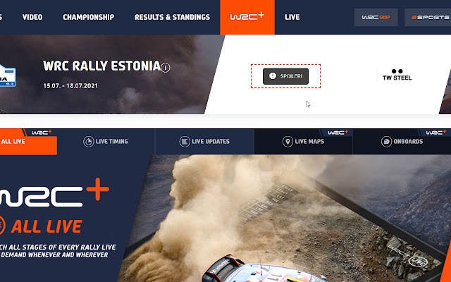 WRC Without Spoilers  from Chrome web store to be run with OffiDocs Chromium online