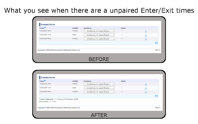 Write exit time on eTempo Web  from Chrome web store to be run with OffiDocs Chromium online