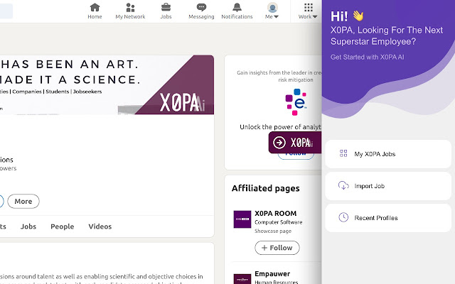 X0PA Recruiter Extension for LinkedIn  from Chrome web store to be run with OffiDocs Chromium online