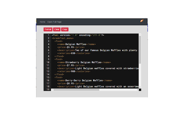 XML Formatter  from Chrome web store to be run with OffiDocs Chromium online