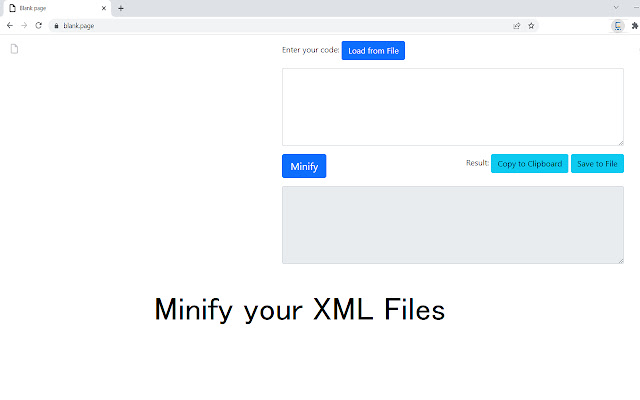 XML Minifier  from Chrome web store to be run with OffiDocs Chromium online