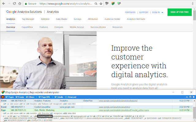 XTag Google Analytics: Record and check  from Chrome web store to be run with OffiDocs Chromium online