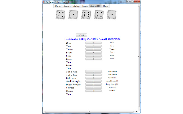 Yahtzee  from Chrome web store to be run with OffiDocs Chromium online