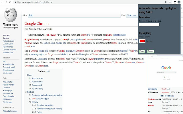 YAKE!  from Chrome web store to be run with OffiDocs Chromium online