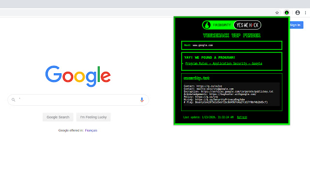 YesWeHack VDP Finder  from Chrome web store to be run with OffiDocs Chromium online