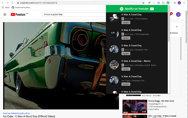 Youtube on Spotify  from Chrome web store to be run with OffiDocs Chromium online