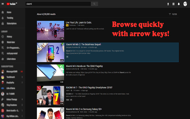 Youtube Search Navigator  from Chrome web store to be run with OffiDocs Chromium online