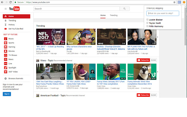 Youtube skips based on words or artists  from Chrome web store to be run with OffiDocs Chromium online