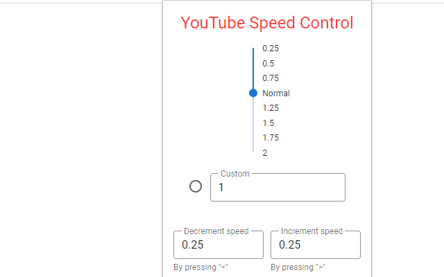 YouTube Speed Control  from Chrome web store to be run with OffiDocs Chromium online