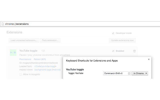 YouTube toggle  from Chrome web store to be run with OffiDocs Chromium online