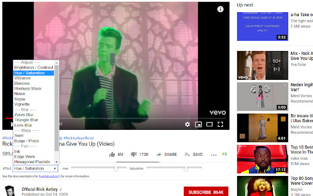 Youtube Video Effects  from Chrome web store to be run with OffiDocs Chromium online