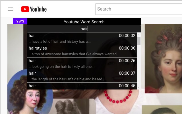 YouTube Word Searcher  from Chrome web store to be run with OffiDocs Chromium online