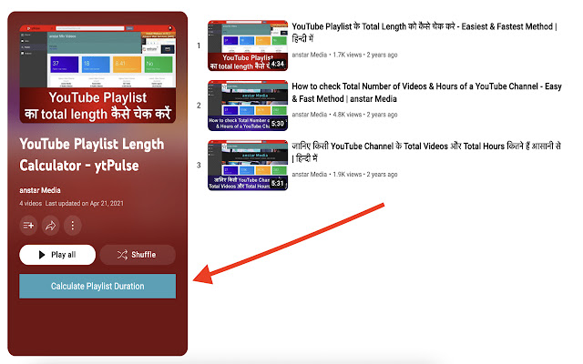 YTExplore Calculate Playlist Duration  from Chrome web store to be run with OffiDocs Chromium online