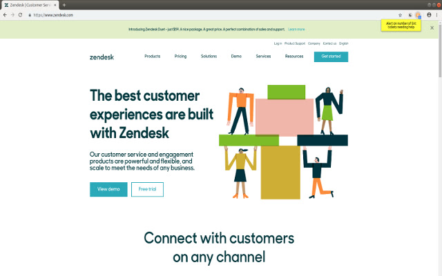 Zendesk Alerts  from Chrome web store to be run with OffiDocs Chromium online