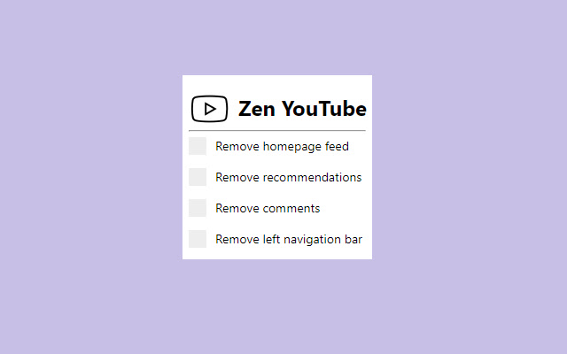 Zen YouTube: Distraction free youtube  from Chrome web store to be run with OffiDocs Chromium online