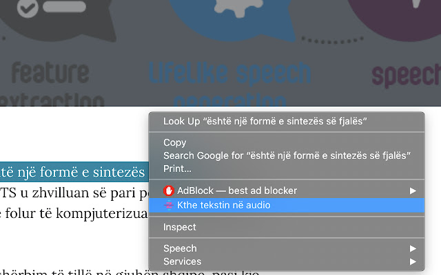 Zeri Kthe cdo tekst ne audio ne shqip  from Chrome web store to be run with OffiDocs Chromium online