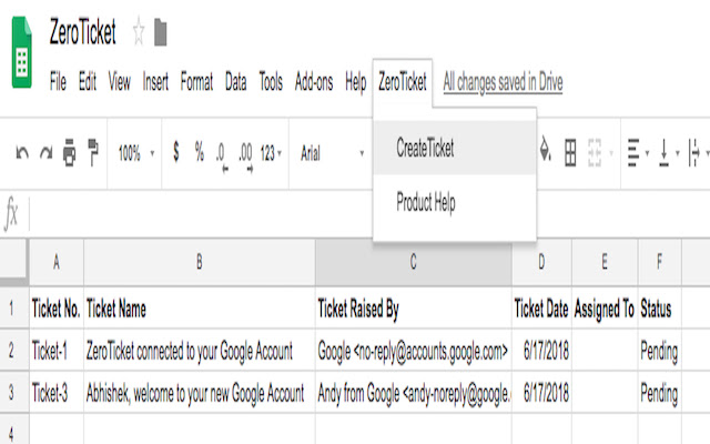 ZeroTicket  from Chrome web store to be run with OffiDocs Chromium online