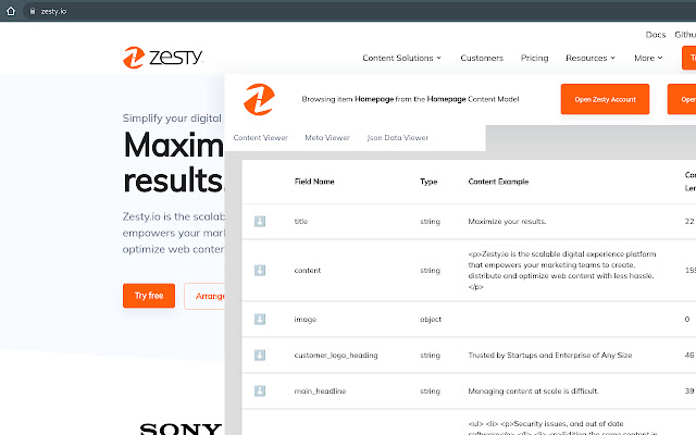 Zesty.io Live Editor  from Chrome web store to be run with OffiDocs Chromium online