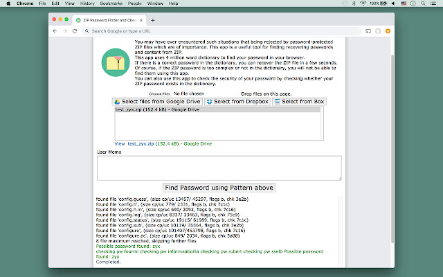 ZIP Password Finder and Checker  from Chrome web store to be run with OffiDocs Chromium online