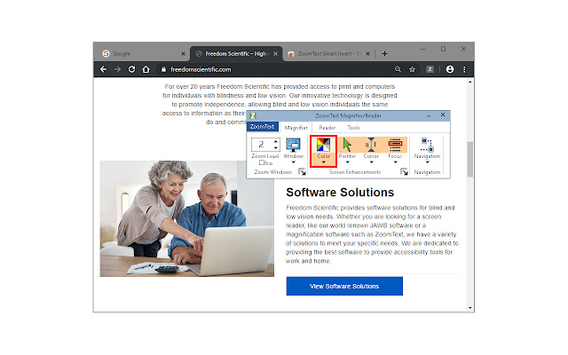 ZoomText Smart Invert  from Chrome web store to be run with OffiDocs Chromium online